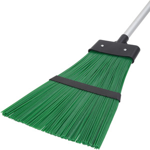 Outdoor Garden Bristled Brush Rake with Extendable Handle - Green by JVL