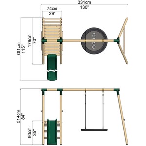 Wooden Swing Set with Slide by Rebo