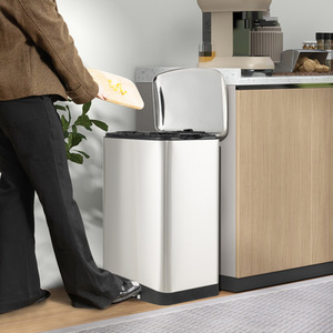 50L Kitchen Bin Soft Closure Recycling Pedal Bin - Silver by Costway