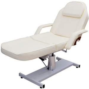 Adjustable PVC Leather Beauty Salon Bed with Rotating Base - Beige by Livingandhome