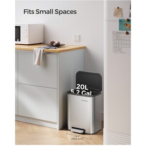 SONGMICS 20L Soft-Close Pedal Kitchen Bin - Silver by SONGMICS