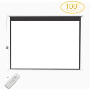 Large Electric Motorized Projector Screen - White / 100 Inches by Livingandhome