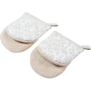 Pack of 2 Gold Heart Air Fryer Micro Oven Mitts - Natural