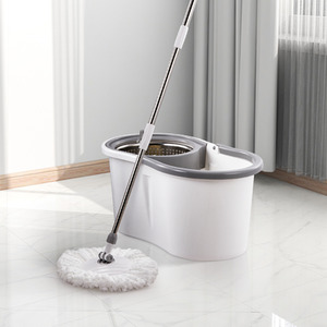 Livingandhome Self-Wringing Mop with Cleaning Bucket - Grey & White by Livingandhome