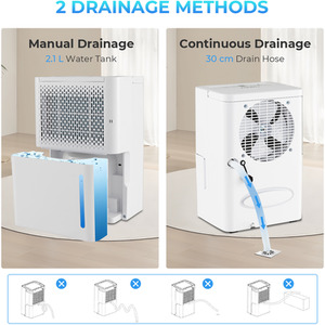 12L Per Day Dehumidifier with Drain Hose - White by Costway