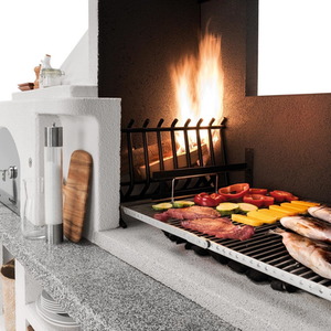Antille Outdoor BBQ Kitchen with Wood Fired Oven - Grey by Palazzetti