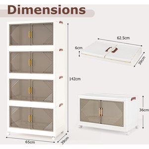 284L Folding Storage Bins with Lid - White by Costway