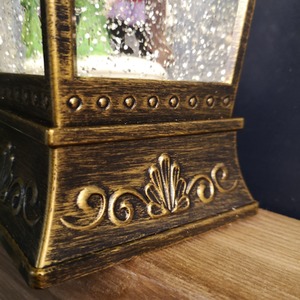 Antique Lantern Glitter Water Spinner with Santa - Bronze by Samuel Alexander