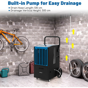 Industrial Dehumidifier with 4 Wheels - Black by Costway