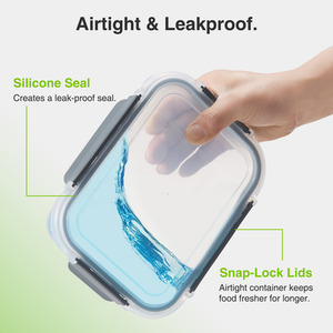 5 Piece Meal Prep Glass Containers with Lids - Clear by VonShef