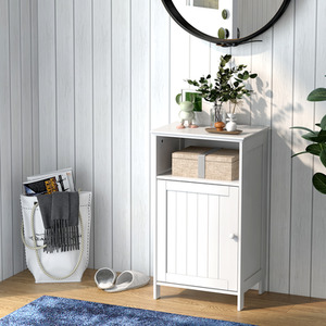 Bathroom Floor Cabinet Single Door Side Cabinet - White by Costway