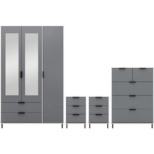 Madrid 3 Door Wardrobe Bedroom Set - Grey by Seconique