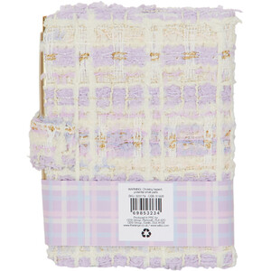 Lilac Check Fabric A6 Notebook and Pen - Purple