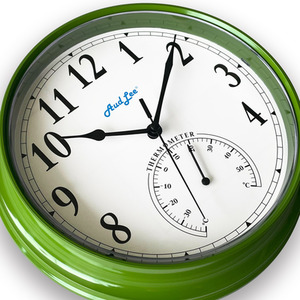 Tub Wall Clock with Thermometer - Green by Audlee