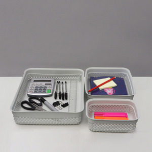 Droplette Design Set of 3 Rectangular Plastic Storage - Grey by JVL