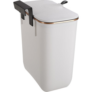 Hanging Kitchen Waste Bin with Lid - Pearl White / 9l by lifeideas