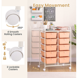 Storage Rolling Cart with 10 Drawers by Costway