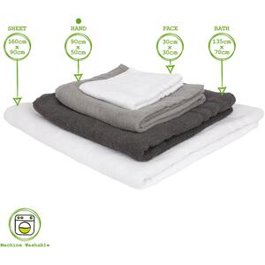 Cotton Hand Towels - 90cm x 50cm - Pack of 4 - White by Nicola Spring