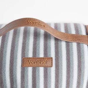 Picnic Blanket with Faux Leather Carry Handle - Grey / 220cm by VonShef
