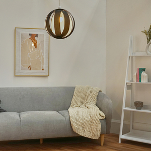 Black Modern Fabric Globe Ceiling Pendant Light Shade - Black by ValueLights