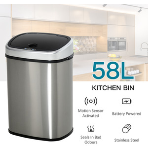 HOMCOM Sensor Waste Bin - Silver / 48l by HOMCOM