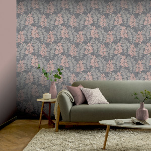 Stardust Palm Pink - Grey Wallpaper - Pink and Grey by Arthouse