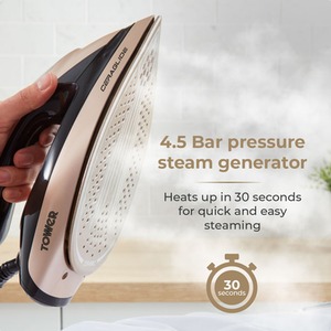 Ceraglide 2400W 1.5L Steam Gen Champagne Gold and Black - Champagne Gold by Tower