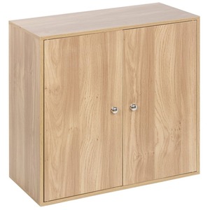 2 Tier Wooden Storage Cupboard - Oak by URBNLIVING