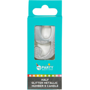 Half Glitter Metallic Candle - Silver / 9