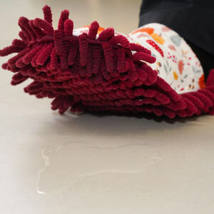 Autumn Pumpkin Chenille Slippers - White and Red