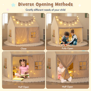 Kids Playhouse Tent with Padded Mat - Beige by Costway