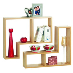 TWIN - Wall Display Storage Floating Shelves - Set of Two - Beech - Beech by Watsons