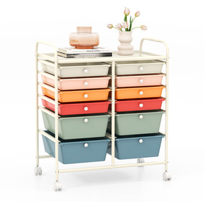 12 Drawer Rolling Storage Cart - Beige by Costway