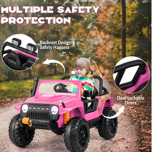 Kids Electric Ride on Car with Music - Pink by Costway