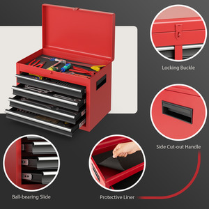 5-Drawer Rolling Tool Chest Tool Storage Cabinet - Red by Costway