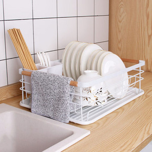 Iron Dish Drainer Drip Tray - White by Livingandhome