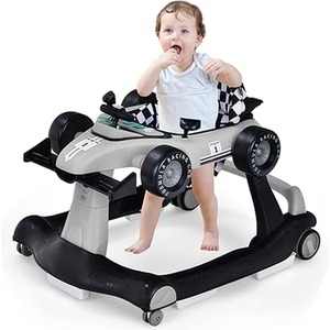 4-in-1 Baby Walker Foldable Activity Push Walker - White by Costway