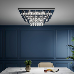 Double Layer Crystal Pendant Light - Silver / 60cm by Livingandhome