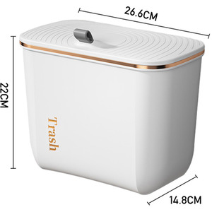 Livingandhome Hanging Waste Bin with Lid - Pearl White / 7l by Livingandhome