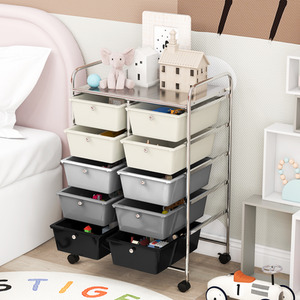 10-Drawer Storage Cart Rolling Cart - Gray Gradient by Costway