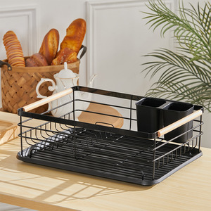 Iron Dish Drainer Drip Tray - Black by Livingandhome