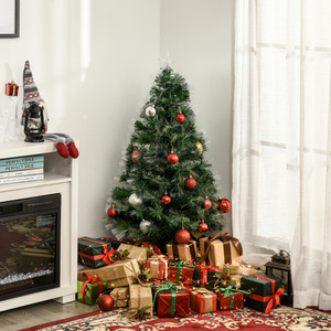 HOMCOM 4FT Multicoloured Artificial Christmas Tree with PreLit Modes Metal Stand - Green, red and blue by HOMCOM