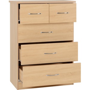 Nevada 3 Door 2 Drawer Mirrored Wardrobe Bedroom Set - Sonoma Oak by Seconique