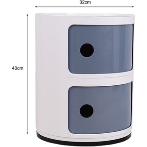 Round Beside Table Filling Cabinet Chest Unit Stockable - White Grey / 2 by Livingandhome