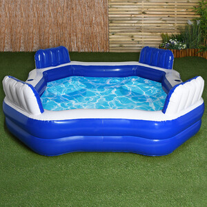 Family Pool with Seat - Blue and White