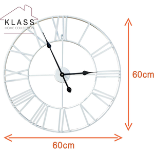 Silent Open Face Large Wall Clock White - White / 40cm by Klass Home Collection