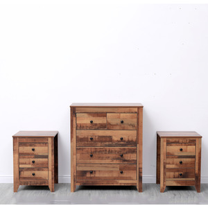 HMD Wooden Bedroom Sets - Rutic Brown / 2 Table and chest by HMD Furniture