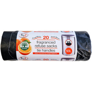 Pack of 20 Tidyz Refuse Sacks with Tie Handle 50L by Tidyz