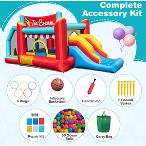 5-in-1 Ice Cream Jumping Castle - Red by Costway