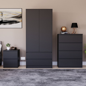 Denver Bedroom Set (2 Drawer Bedside, 4 Drawer Chest, 2 Door 2 Drawer Wardrobe) by Vida Designs